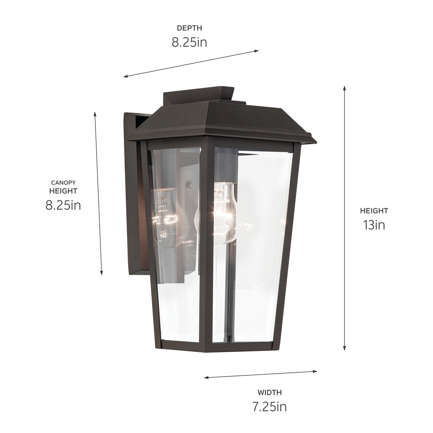 KICHLER 59118OZ Mathus 13 Inch 1 Light Outdoor Wall Light With Clear Glass In Olde Bronze
