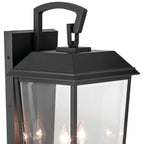 KICHLER 59120BKT Mathus 24.25 Inch 2 Light Outdoor Wall Light With Clear Glass In Textured Black