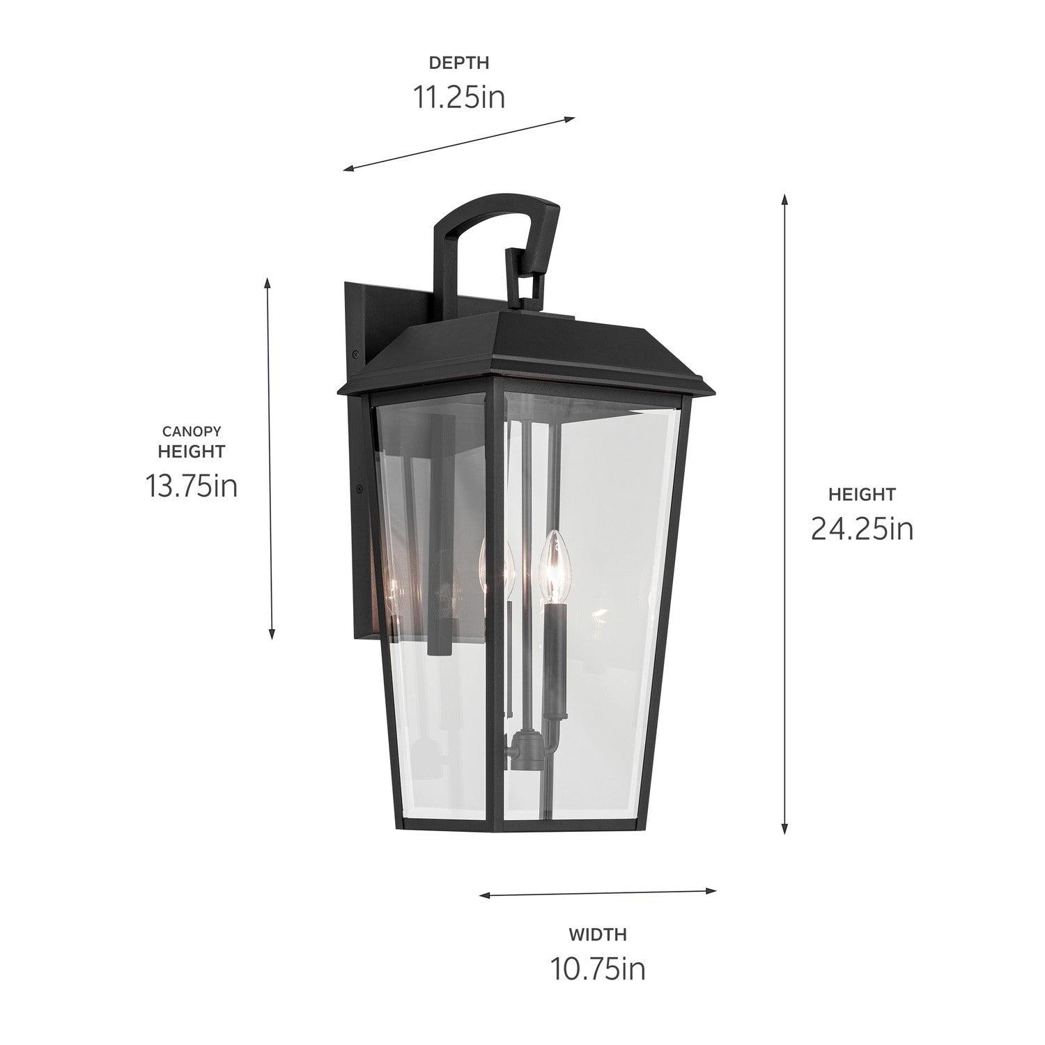 KICHLER 59120BKT Mathus 24.25 Inch 2 Light Outdoor Wall Light With Clear Glass In Textured Black