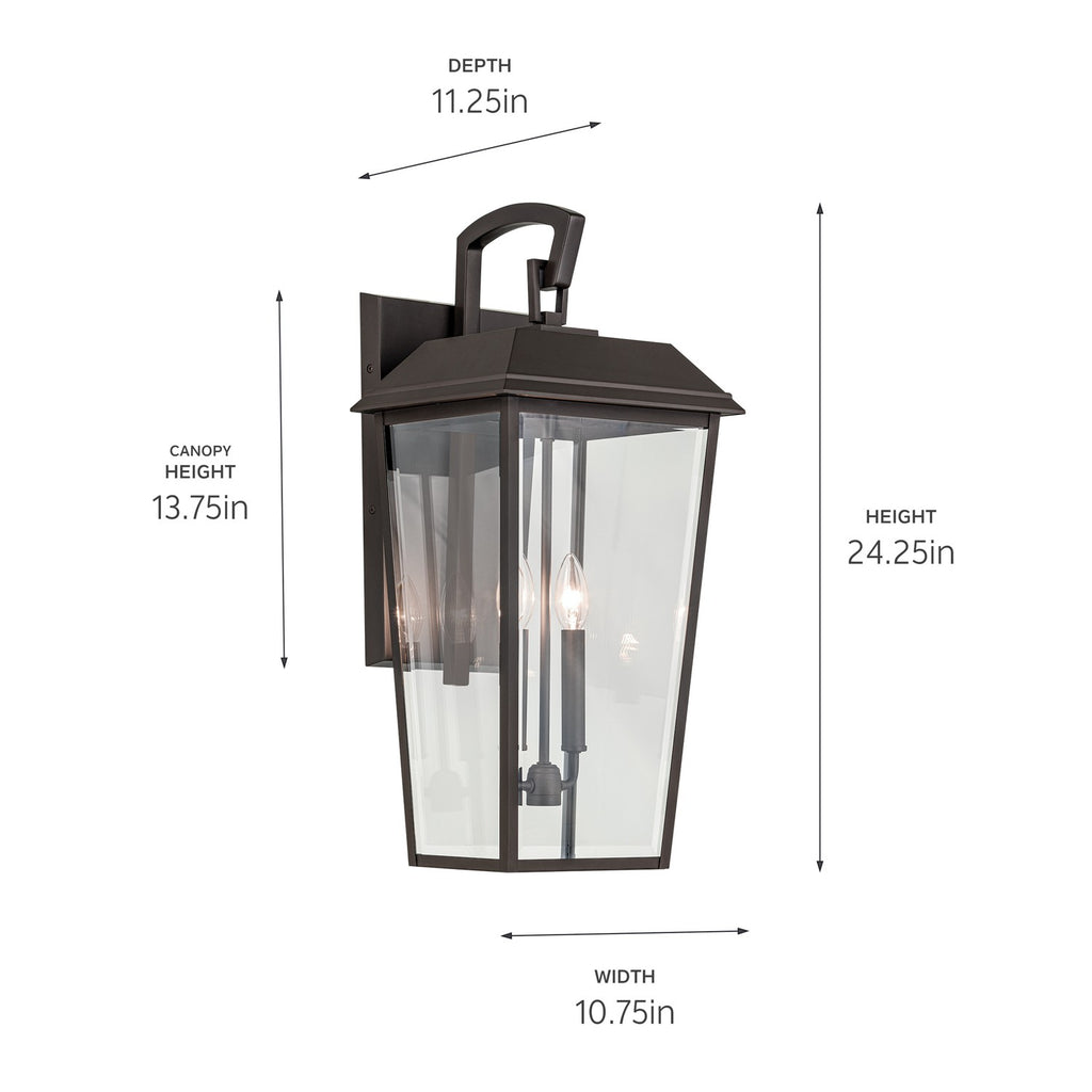 KICHLER 59120OZ Mathus 24.25 Inch 2 Light Outdoor Wall Light With Clear Glass In Olde Bronze