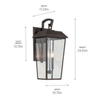 KICHLER 59120OZ Mathus 24.25 Inch 2 Light Outdoor Wall Light With Clear Glass In Olde Bronze