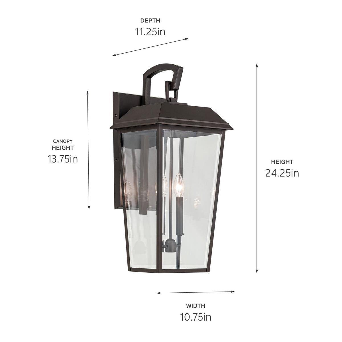 KICHLER 59120OZ Mathus 24.25 Inch 2 Light Outdoor Wall Light With Clear Glass In Olde Bronze