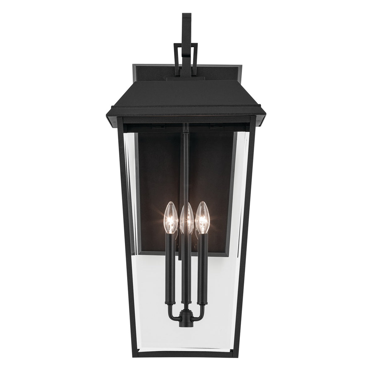 KICHLER 59121BKT Mathus 30.25 Inch 3 Light Outdoor Wall Light With Clear Glass In Textured Black