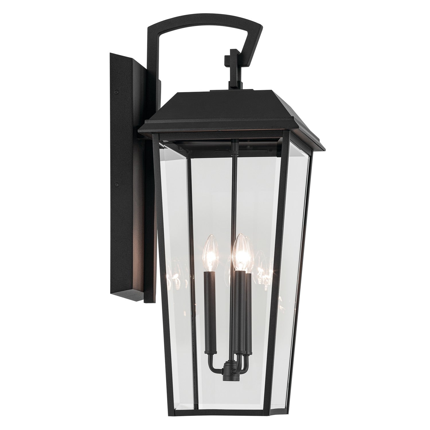 KICHLER 59121BKT Mathus 30.25 Inch 3 Light Outdoor Wall Light With Clear Glass In Textured Black