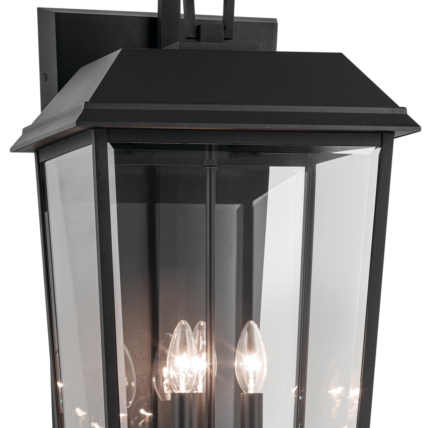 KICHLER 59121BKT Mathus 30.25 Inch 3 Light Outdoor Wall Light With Clear Glass In Textured Black
