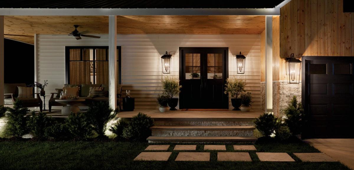 KICHLER 59121OZ Mathus 30.25 Inch 3 Light Outdoor Wall Light With Clear Glass In Olde Bronze