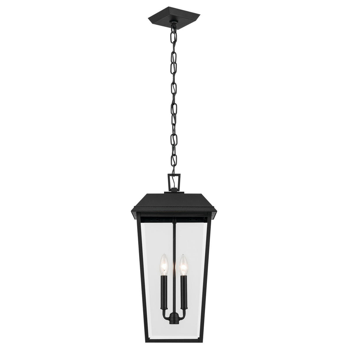 KICHLER 59122BKT Mathus 22 Inch 2 Light Outdoor Pendant With Clear Glass In Textured Black