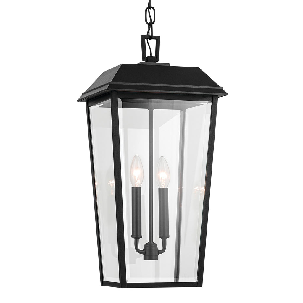 KICHLER 59122BKT Mathus 22 Inch 2 Light Outdoor Pendant With Clear Glass In Textured Black