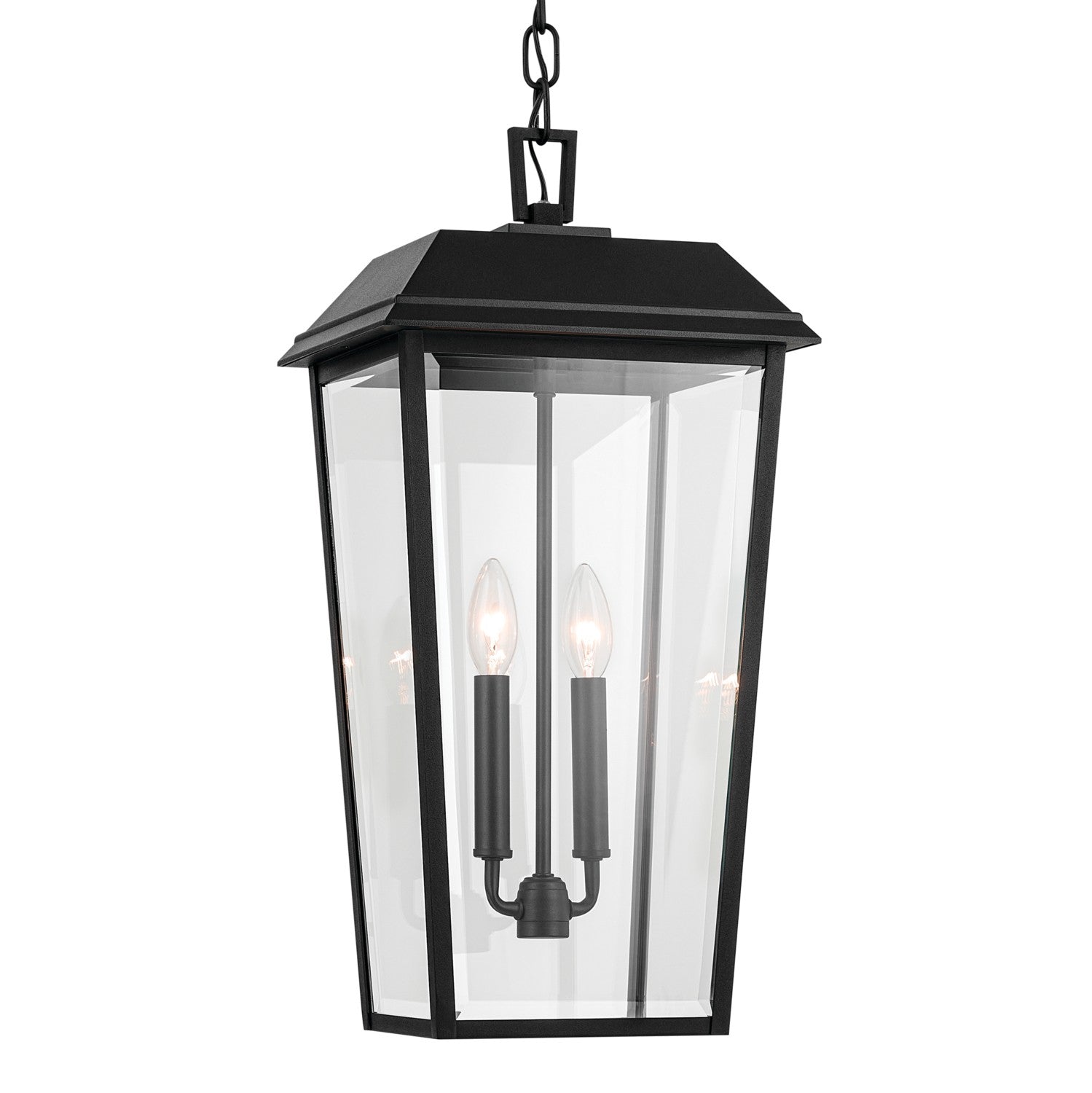 KICHLER 59122BKT Mathus 22 Inch 2 Light Outdoor Pendant With Clear Glass In Textured Black