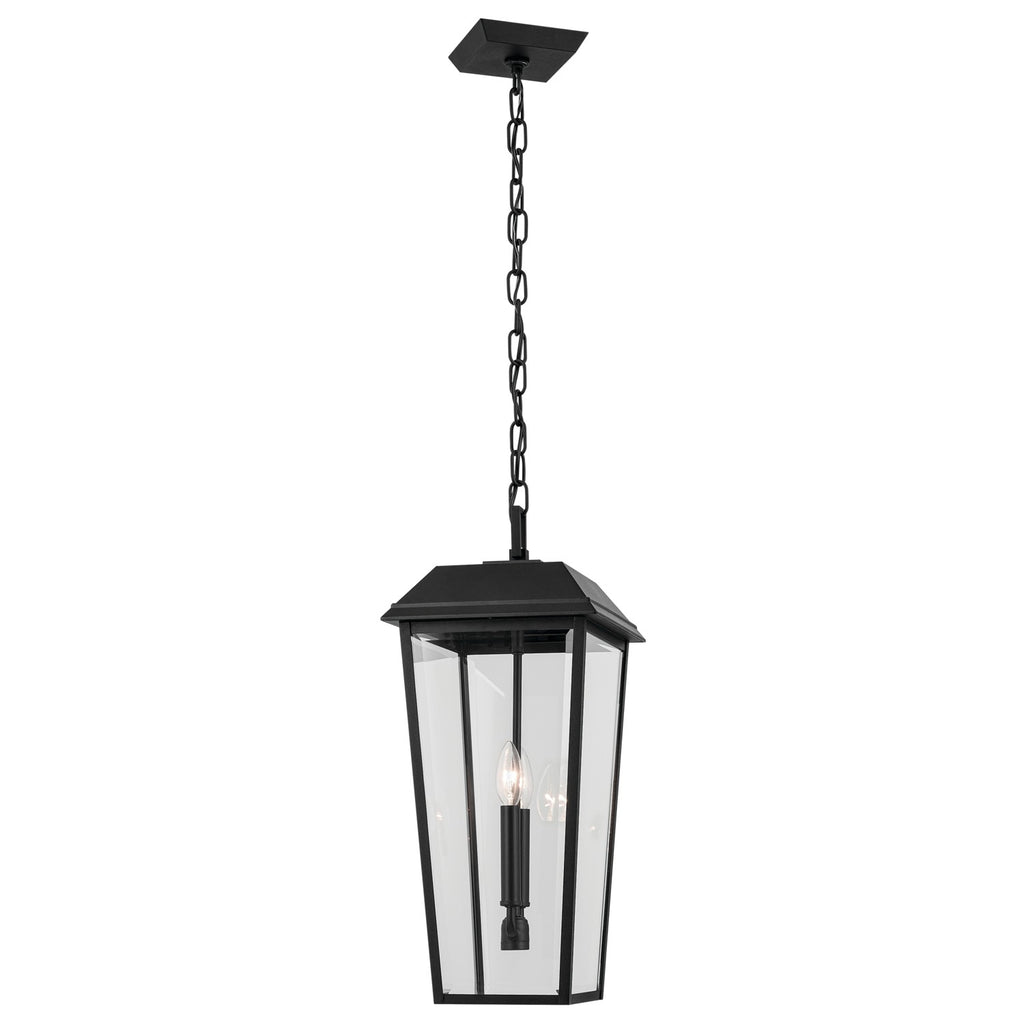 KICHLER 59122BKT Mathus 22 Inch 2 Light Outdoor Pendant With Clear Glass In Textured Black