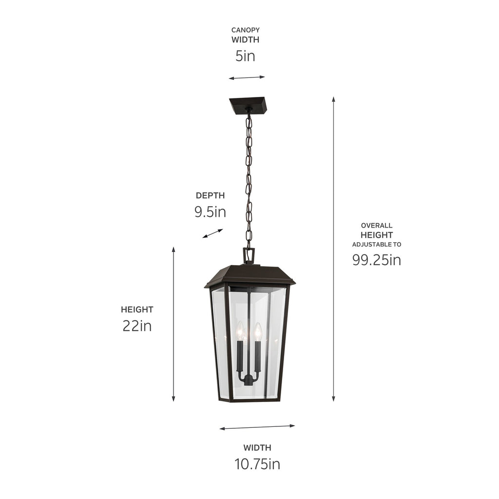 KICHLER 59122OZ Mathus 22 Inch 2 Light Outdoor Pendant With Clear Glass In Olde Bronze