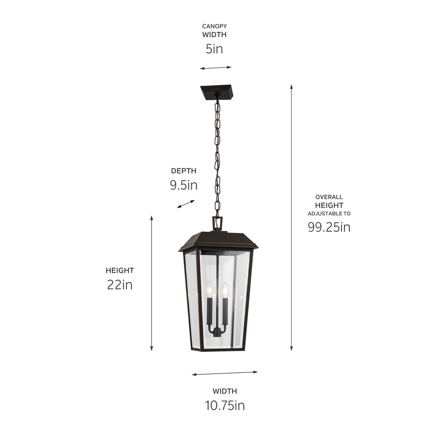 KICHLER 59122OZ Mathus 22 Inch 2 Light Outdoor Pendant With Clear Glass In Olde Bronze