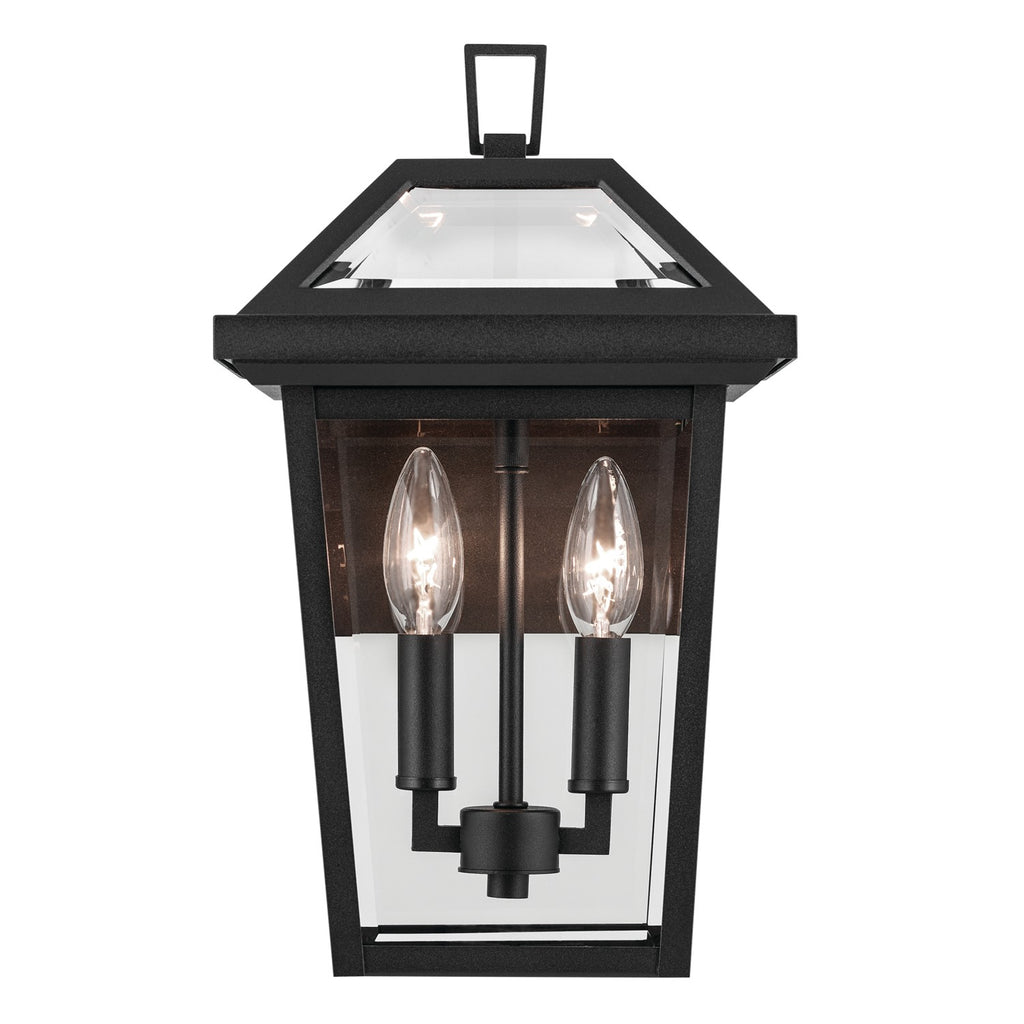 KICHLER 59125BKT Regence 14 Inch 2 Light Outdoor Wall Light With Clear Glass In Textured Black