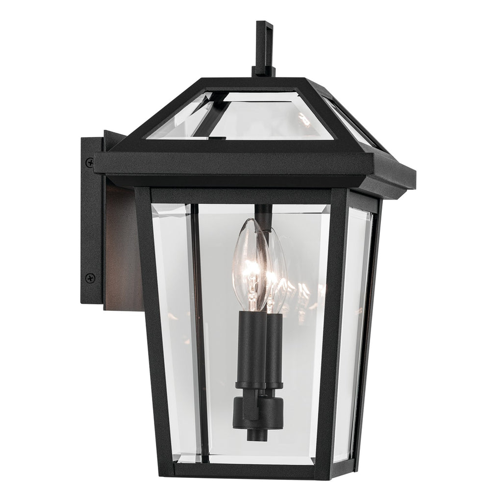 KICHLER 59125BKT Regence 14 Inch 2 Light Outdoor Wall Light With Clear Glass In Textured Black