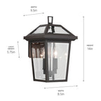 KICHLER 59125OZ Regence 14 Inch 2 Light Outdoor Wall Light With Clear Glass In Olde Bronze
