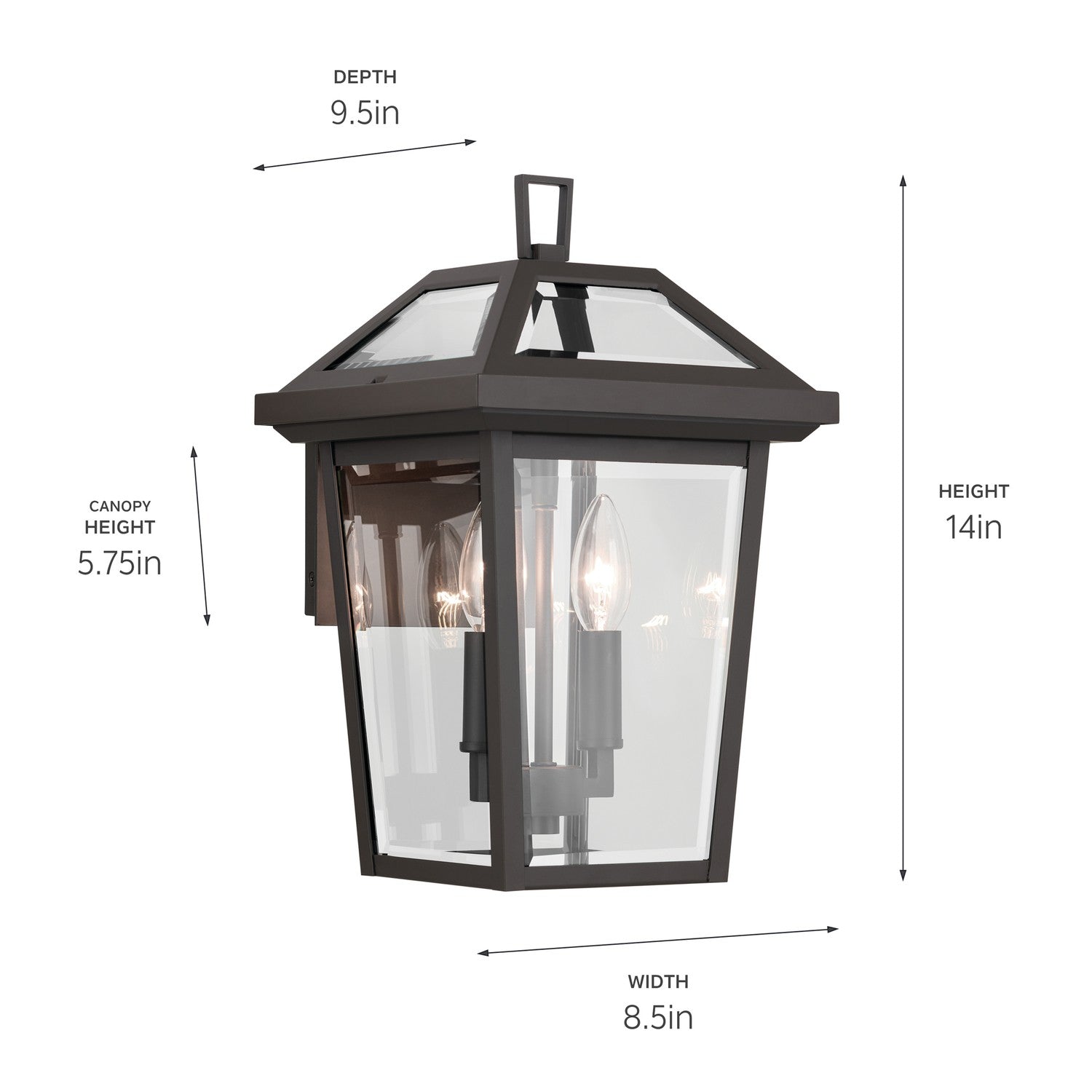 KICHLER 59125OZ Regence 14 Inch 2 Light Outdoor Wall Light With Clear Glass In Olde Bronze