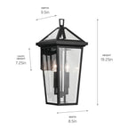 KICHLER 59126BKT Regence 19.25 Inch 2 Light Outdoor Wall Light With Clear Glass In Textured Black