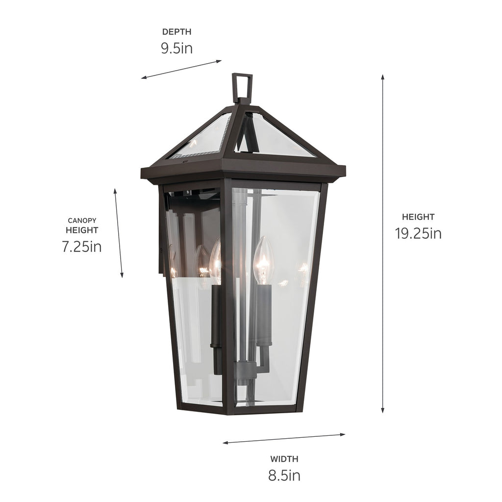 KICHLER 59126OZ Regence 19.25 Inch 2 Light Outdoor Wall Light With Clear Glass In Olde Bronze