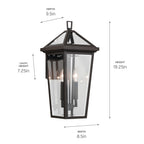 KICHLER 59126OZ Regence 19.25 Inch 2 Light Outdoor Wall Light With Clear Glass In Olde Bronze