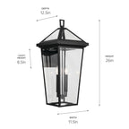 KICHLER 59127BKT Regence 26 Inch 2 Light Outdoor Wall Light With Clear Glass In Textured Black