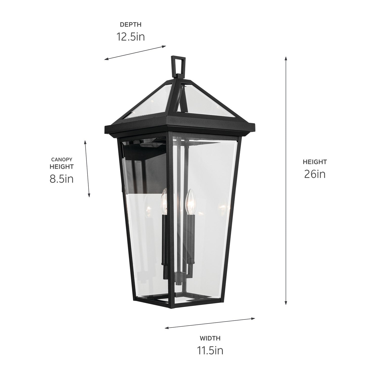 KICHLER 59127BKT Regence 26 Inch 2 Light Outdoor Wall Light With Clear Glass In Textured Black