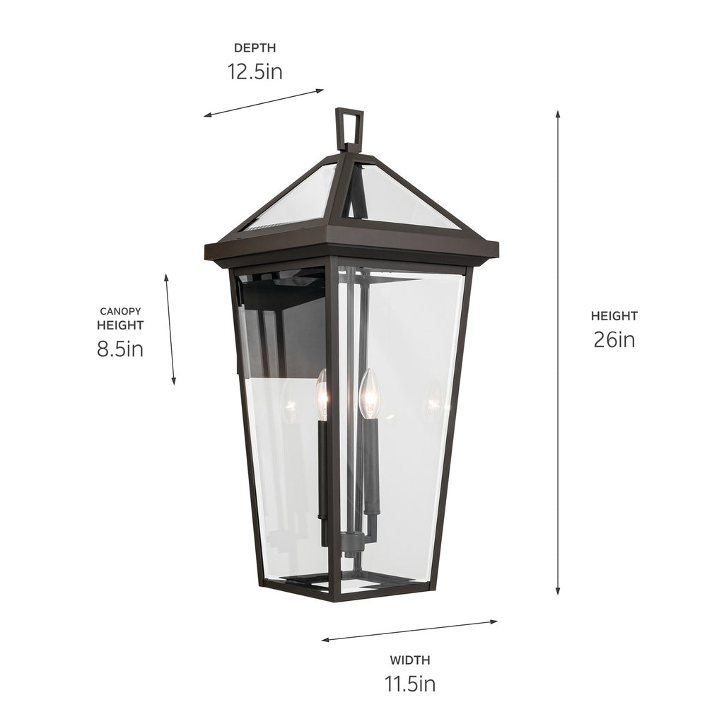 KICHLER 59127OZ Regence 26 Inch 2 Light Outdoor Wall Light With Clear Glass In Olde Bronze