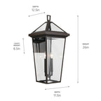 KICHLER 59127OZ Regence 26 Inch 2 Light Outdoor Wall Light With Clear Glass In Olde Bronze