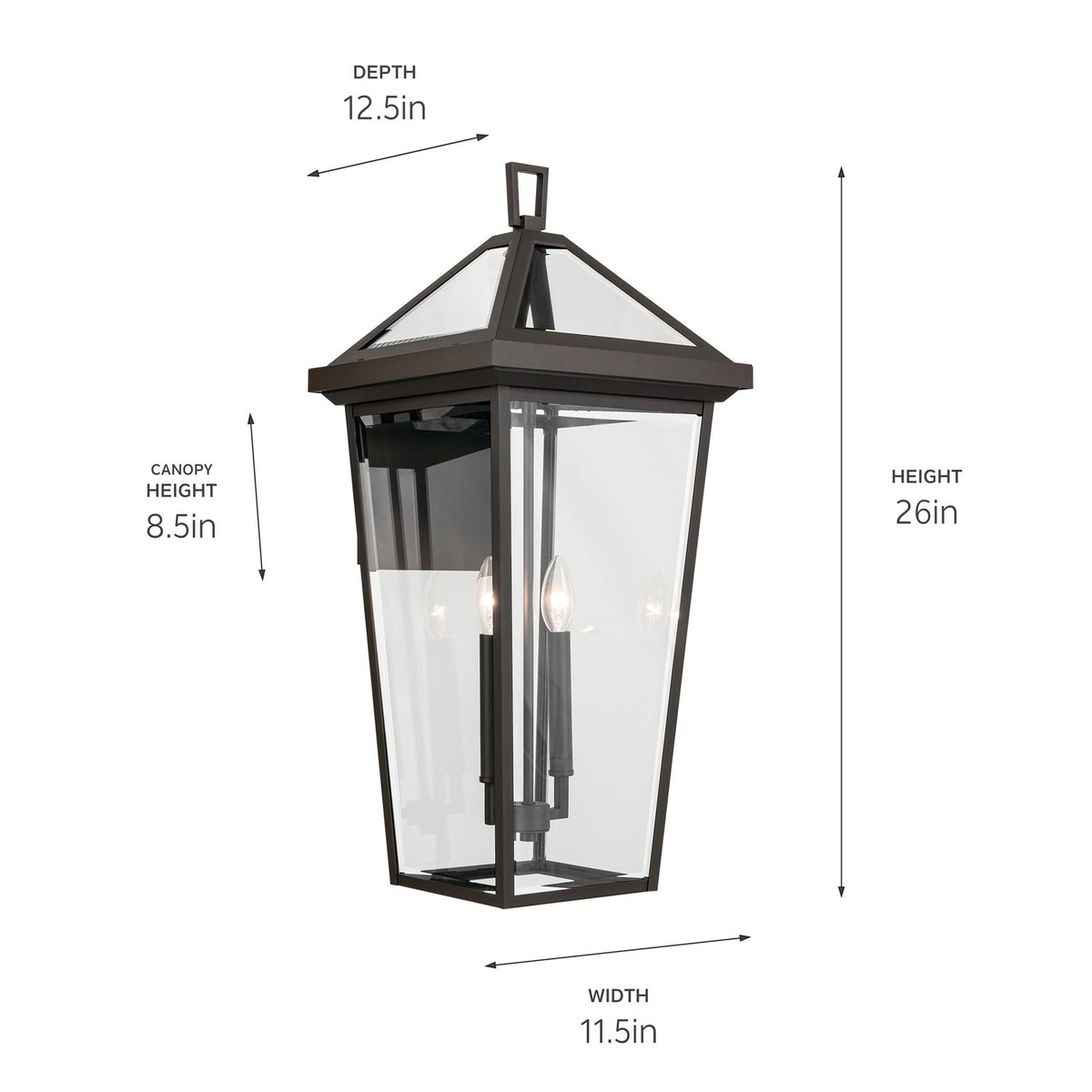 KICHLER 59127OZ Regence 26 Inch 2 Light Outdoor Wall Light With Clear Glass In Olde Bronze