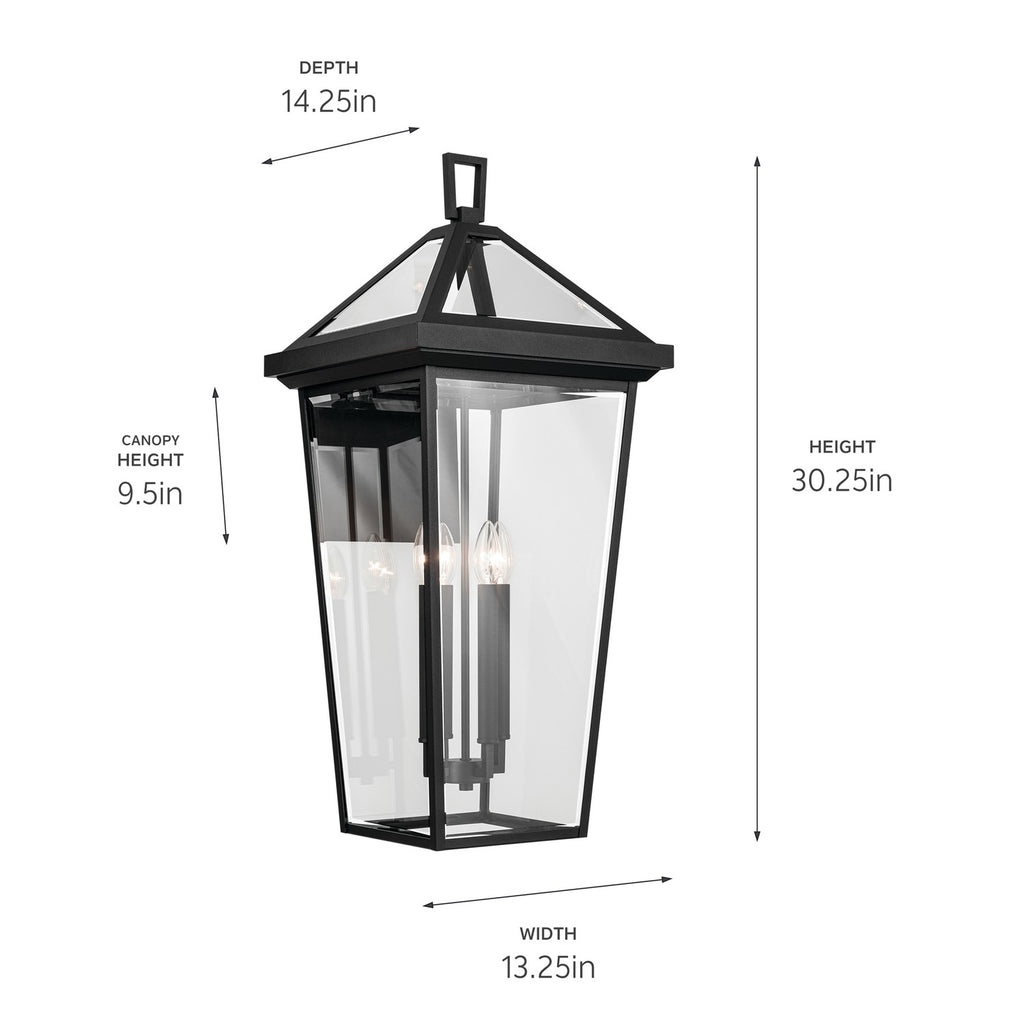 KICHLER 59128BKT Regence 30.25 Inch 4 Light Outdoor Wall Light With Clear Glass In Textured Black