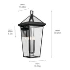 KICHLER 59128BKT Regence 30.25 Inch 4 Light Outdoor Wall Light With Clear Glass In Textured Black