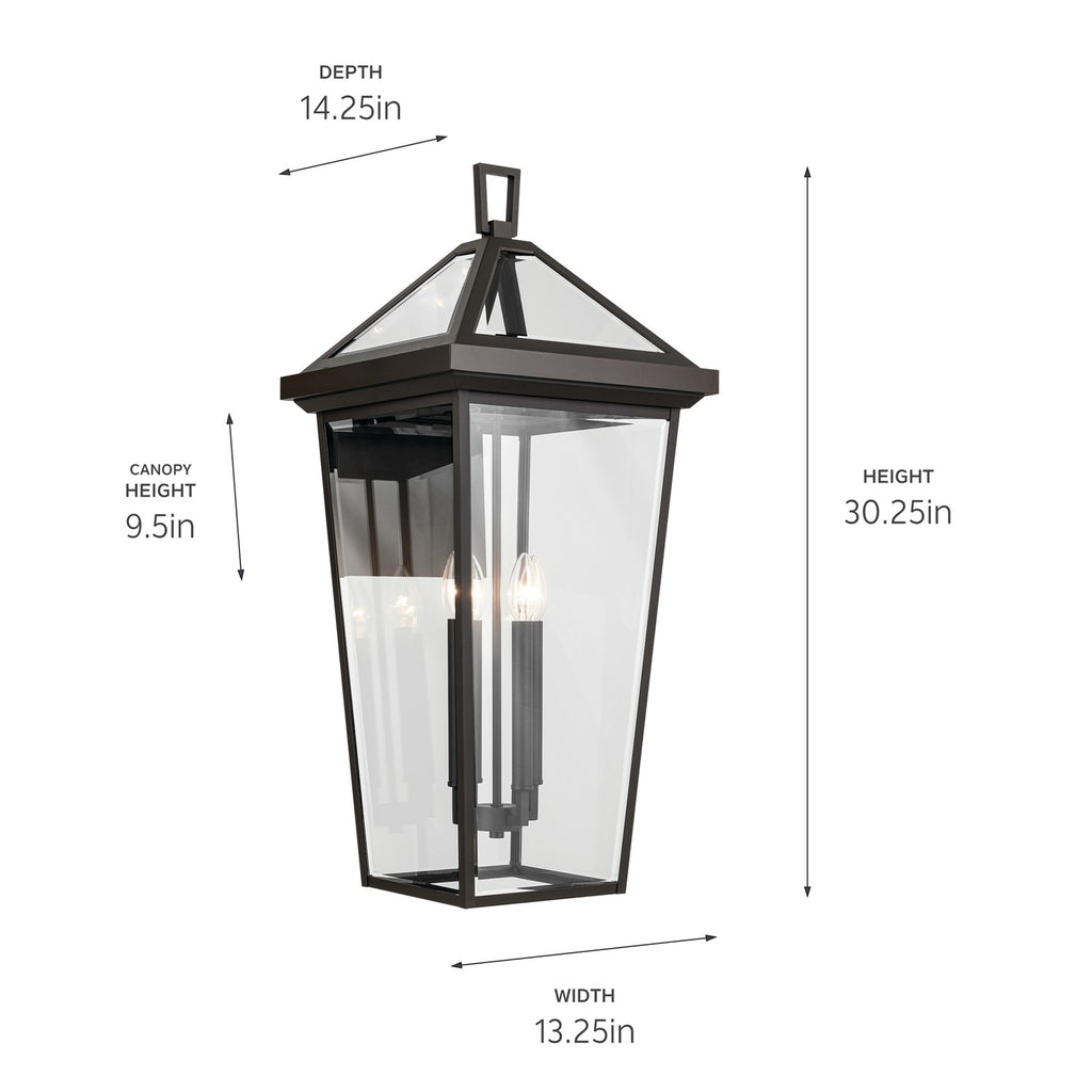 KICHLER 59128OZ Regence 30.25 Inch 4 Light Outdoor Wall Light With Clear Glass In Olde Bronze