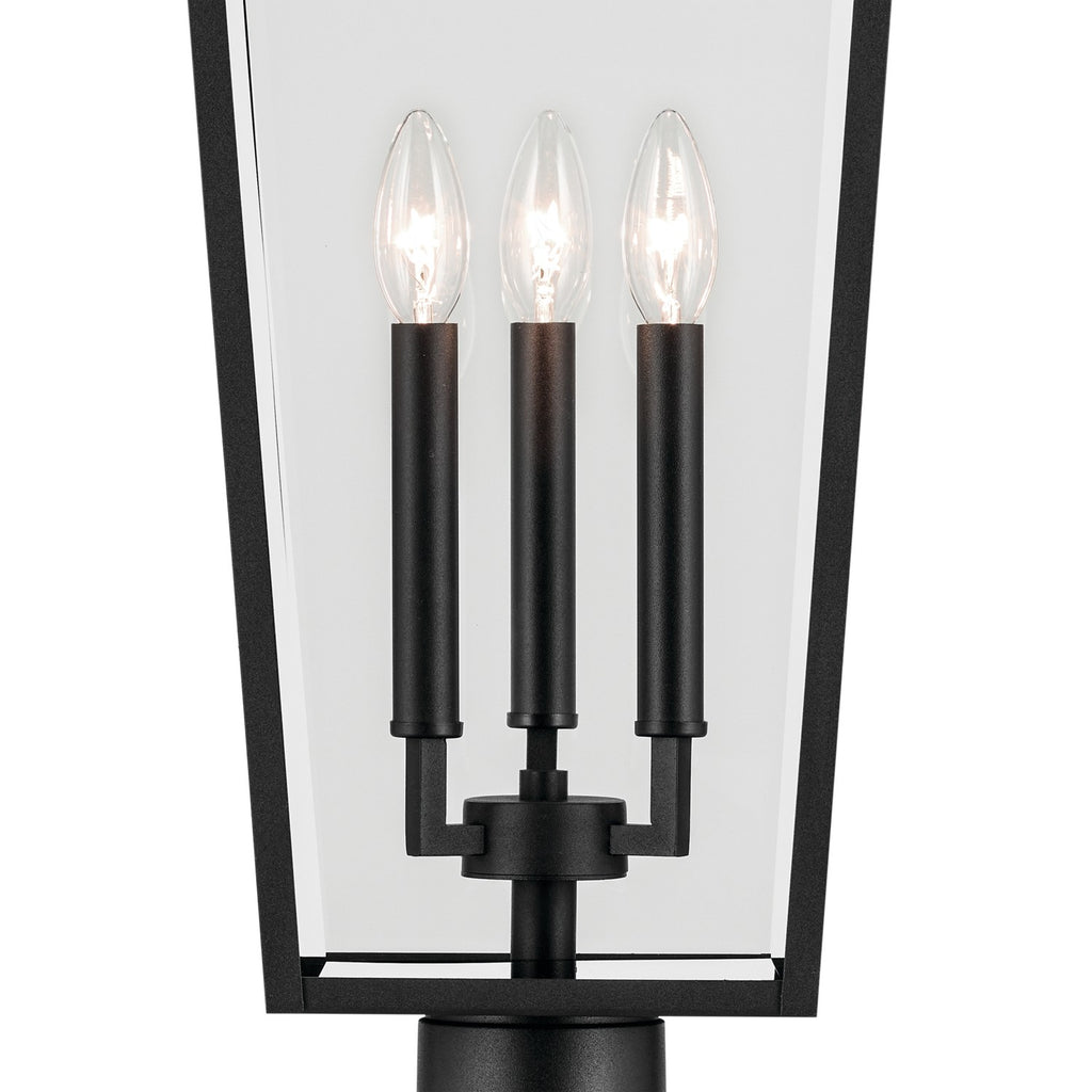 KICHLER 59129BKT Regence 28.75 Inch 3 Light Outdoor Post Light With Clear Glass In Textured Black