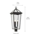 KICHLER 59129OZ Regence 28.75 Inch 3 Light Outdoor Post Light With Clear Glass In Olde Bronze
