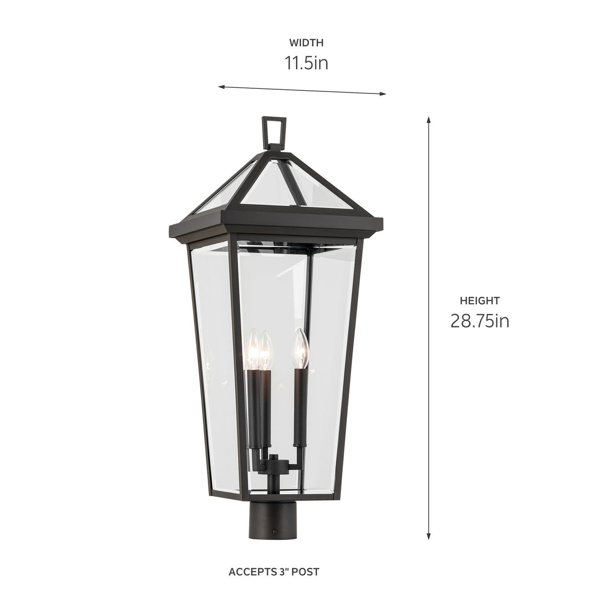 KICHLER 59129OZ Regence 28.75 Inch 3 Light Outdoor Post Light With Clear Glass In Olde Bronze
