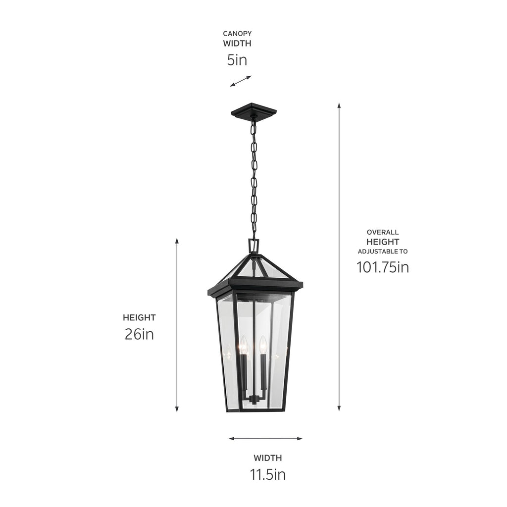 KICHLER 59130BKT Regence 26 Inch 2 Light Outdoor Pendant With Clear Glass In Textured Black