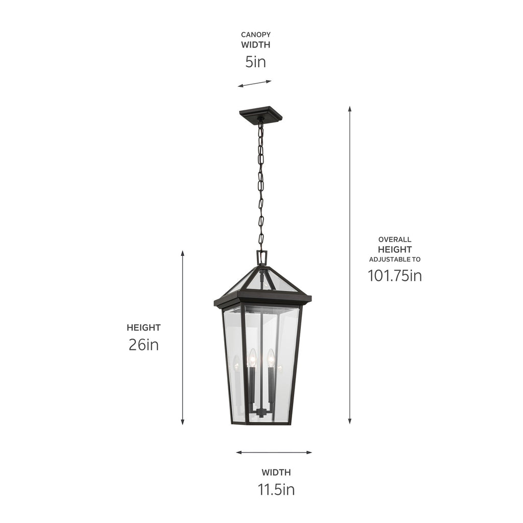 KICHLER 59130OZ Regence 26 Inch 2 Light Outdoor Pendant With Clear Glass In Olde Bronze