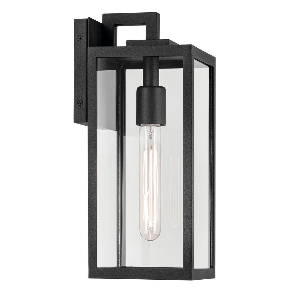 KICHLER 59111BKT Branner 14 Inch 1 Light Outdoor Wall Light With Clear Glass In Textured Black