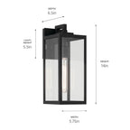 KICHLER 59111BKT Branner 14 Inch 1 Light Outdoor Wall Light With Clear Glass In Textured Black