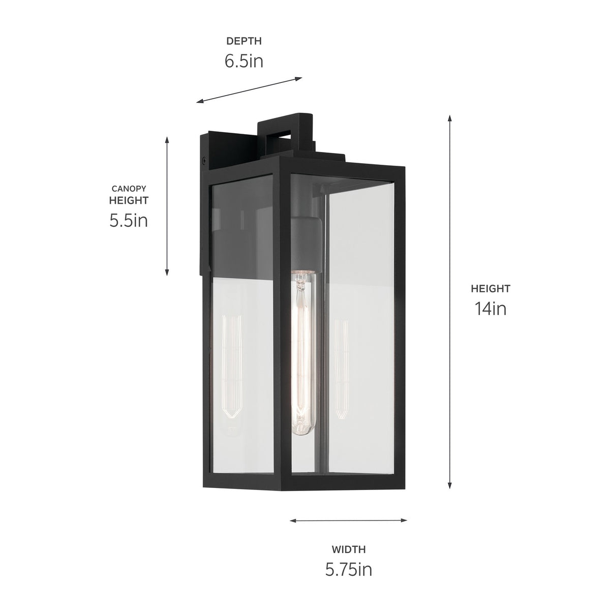 KICHLER 59111BKT Branner 14 Inch 1 Light Outdoor Wall Light With Clear Glass In Textured Black