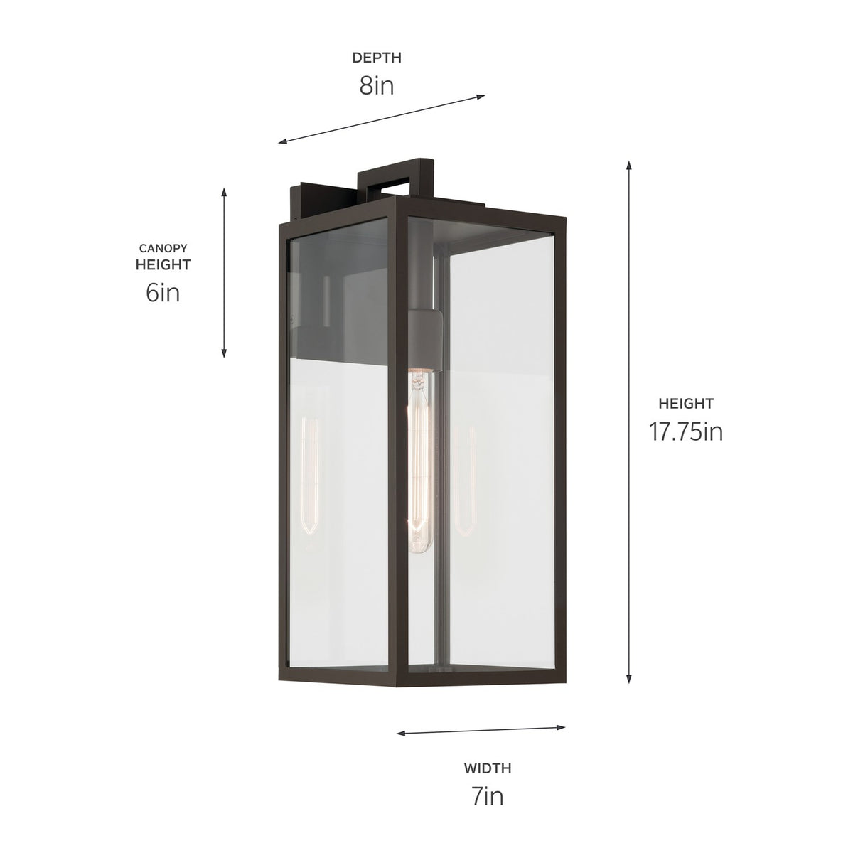 KICHLER 59112OZ Branner 17.75 Inch 1 Light Outdoor Wall Light With Clear Glass In Olde Bronze