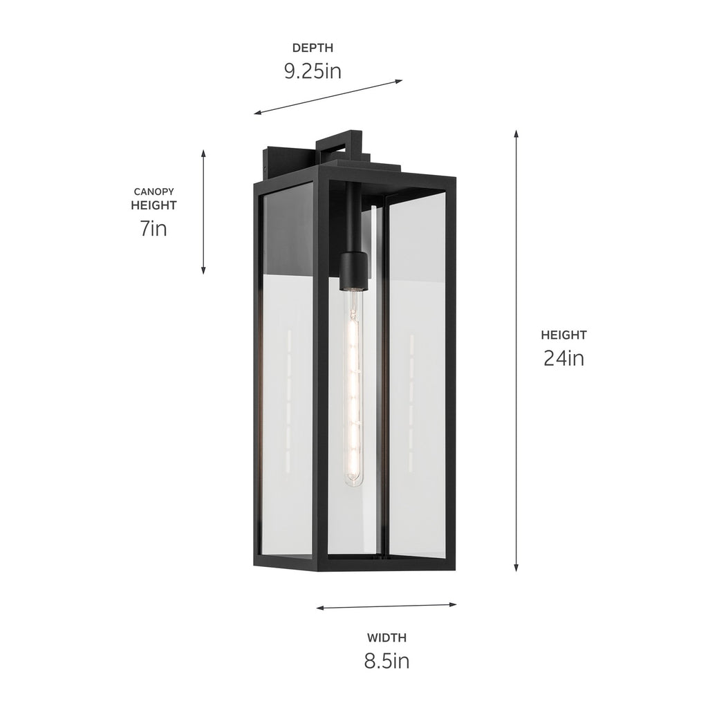 KICHLER 59113BKT Branner 24 Inch 1 Light Outdoor Wall Light With Clear Glass In Textured Black