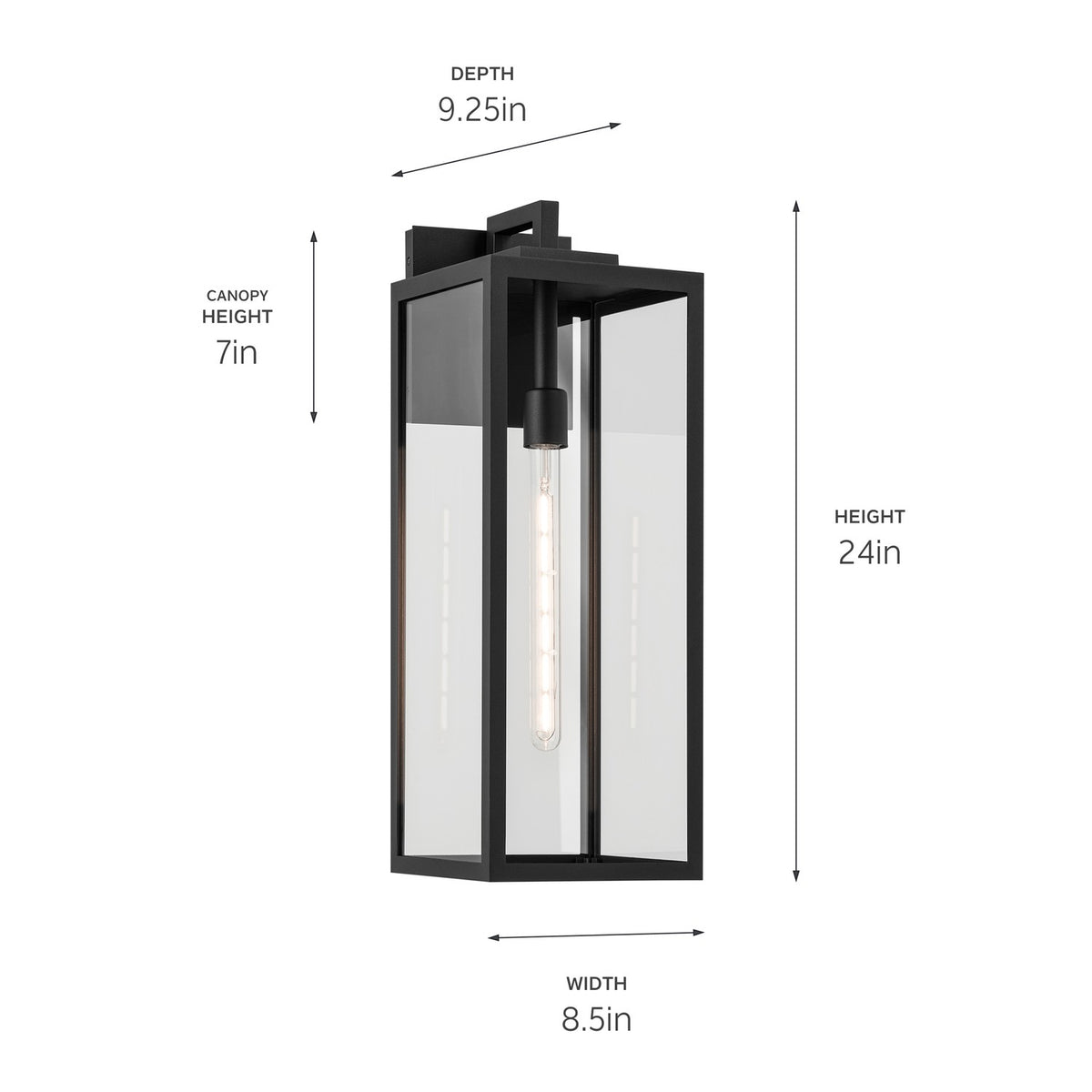 KICHLER 59113BKT Branner 24 Inch 1 Light Outdoor Wall Light With Clear Glass In Textured Black