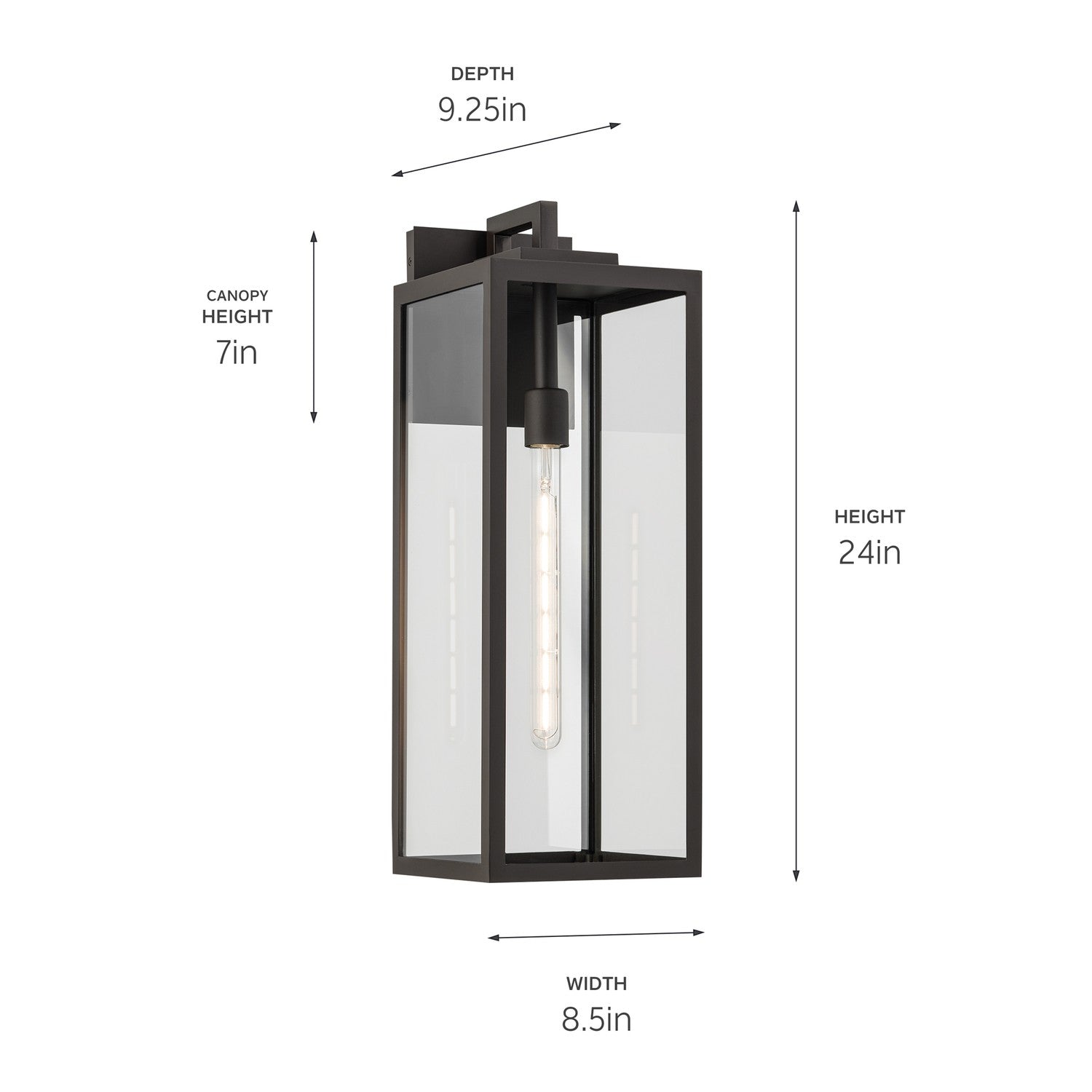 KICHLER 59113OZ Branner 24 Inch 1 Light Outdoor Wall Light With Clear Glass In Olde Bronze