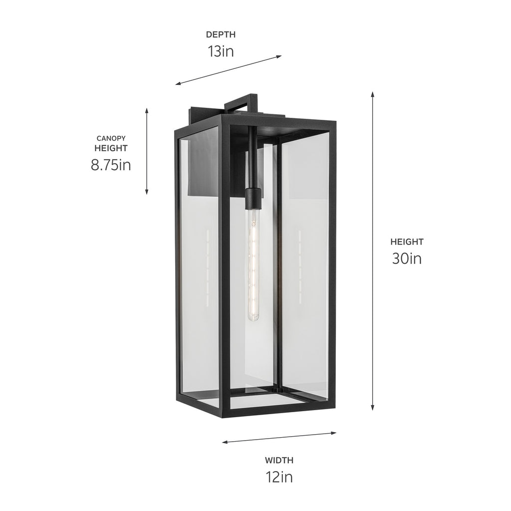 KICHLER 59114BKT Branner 30 Inch 1 Light Outdoor Wall Light With Clear Glass In Textured Black
