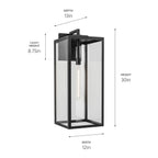 KICHLER 59114BKT Branner 30 Inch 1 Light Outdoor Wall Light With Clear Glass In Textured Black