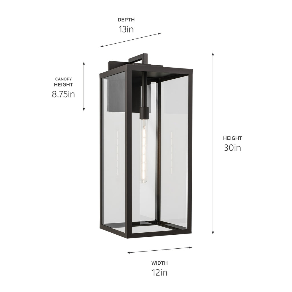 KICHLER 59114OZ Branner 30 Inch 1 Light Outdoor Wall Light With Clear Glass In Olde Bronze