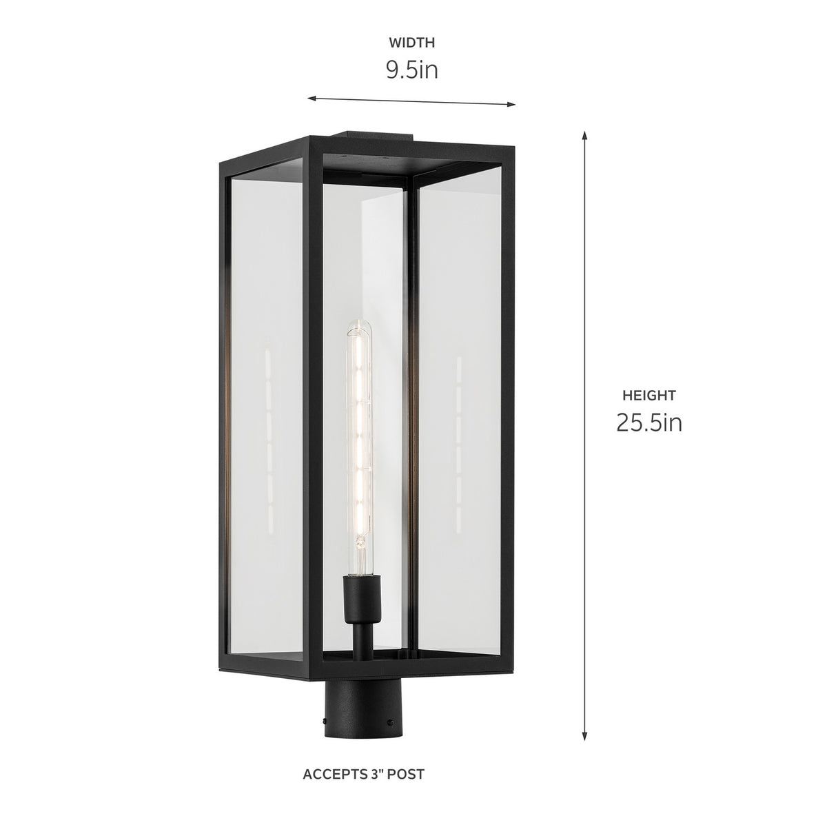KICHLER 59115BKT Branner 25.5 Inch 1 Light Outdoor Post Light With Clear Glass In Textured Black