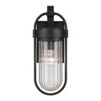 KICHLER 59123BKT Brix 16 Inch 1 Light Outdoor Wall Light With Ribbed Clear Glass In Textured Black