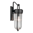 KICHLER 59123BKT Brix 16 Inch 1 Light Outdoor Wall Light With Ribbed Clear Glass In Textured Black