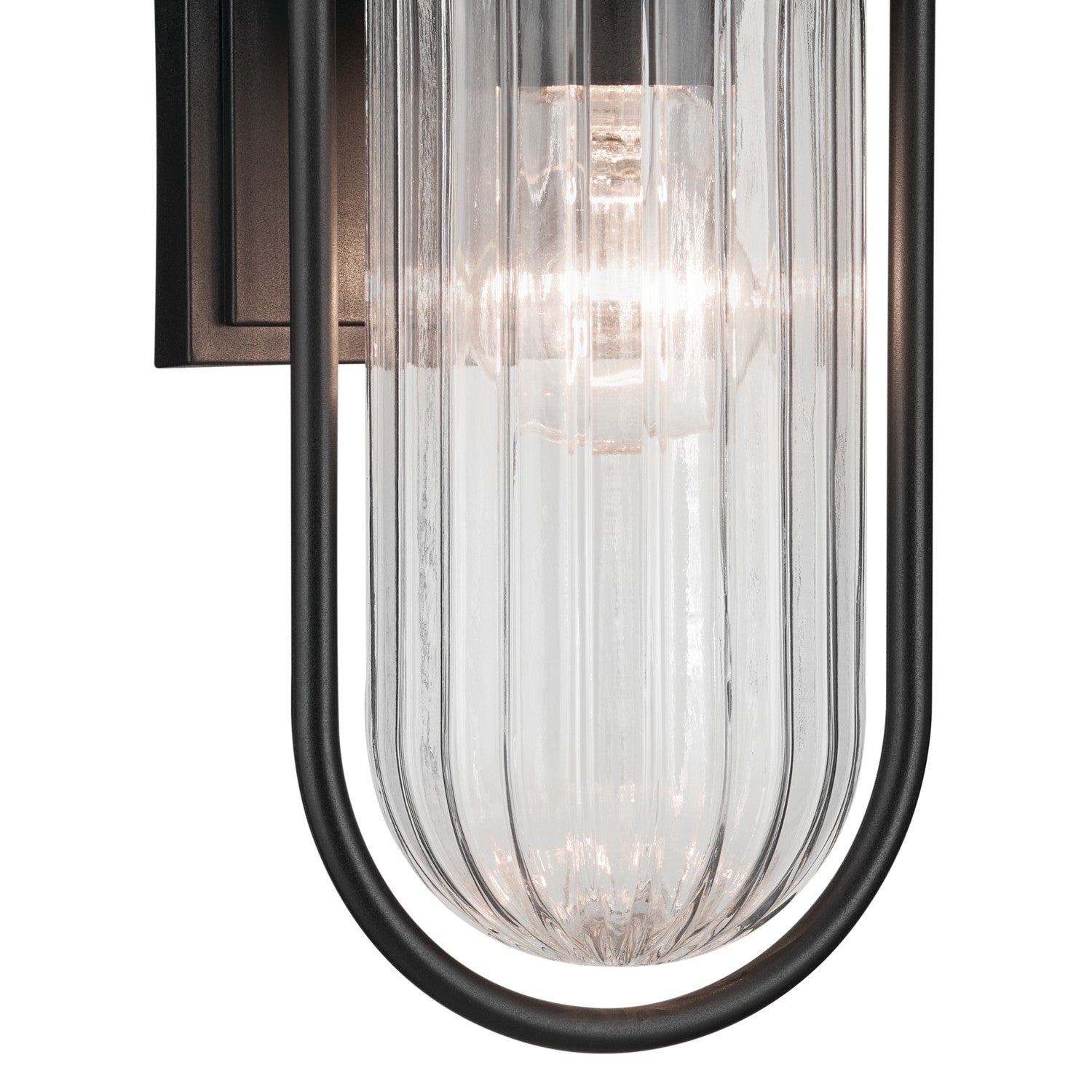 KICHLER 59123BKT Brix 16 Inch 1 Light Outdoor Wall Light With Ribbed Clear Glass In Textured Black